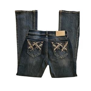 Grace in LA strerchy boot cut beaded bling y2k  jeans embroidered womens 5 / 27